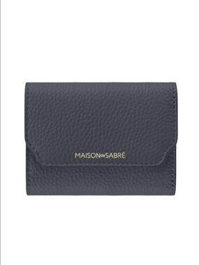 MAISON de SABRÉ Leather Trifold Wallet graphite gray and blue new
